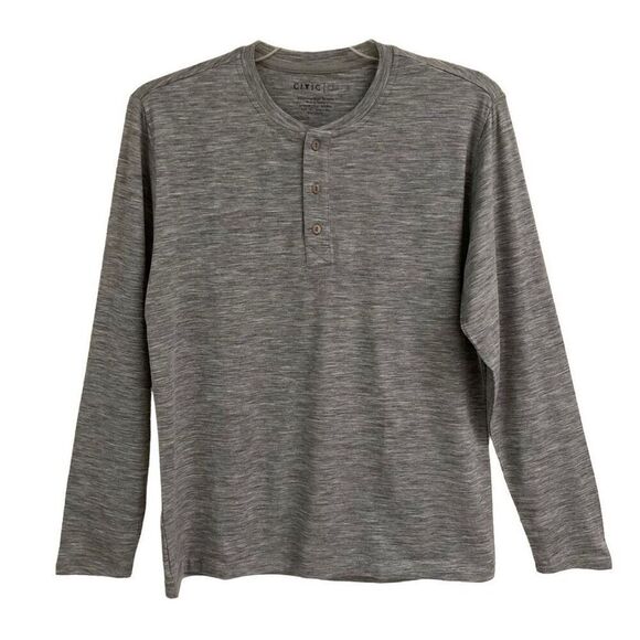Taylor Stitch Civic The Zaha Henley Merino Wool Heather Gray men’s variety NEW - Picture 1 of 8